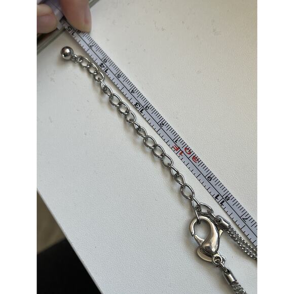 Chico’s Multi Beaded Necklace Turquoise Green Blue Silver Tone - Picture 5 of 5